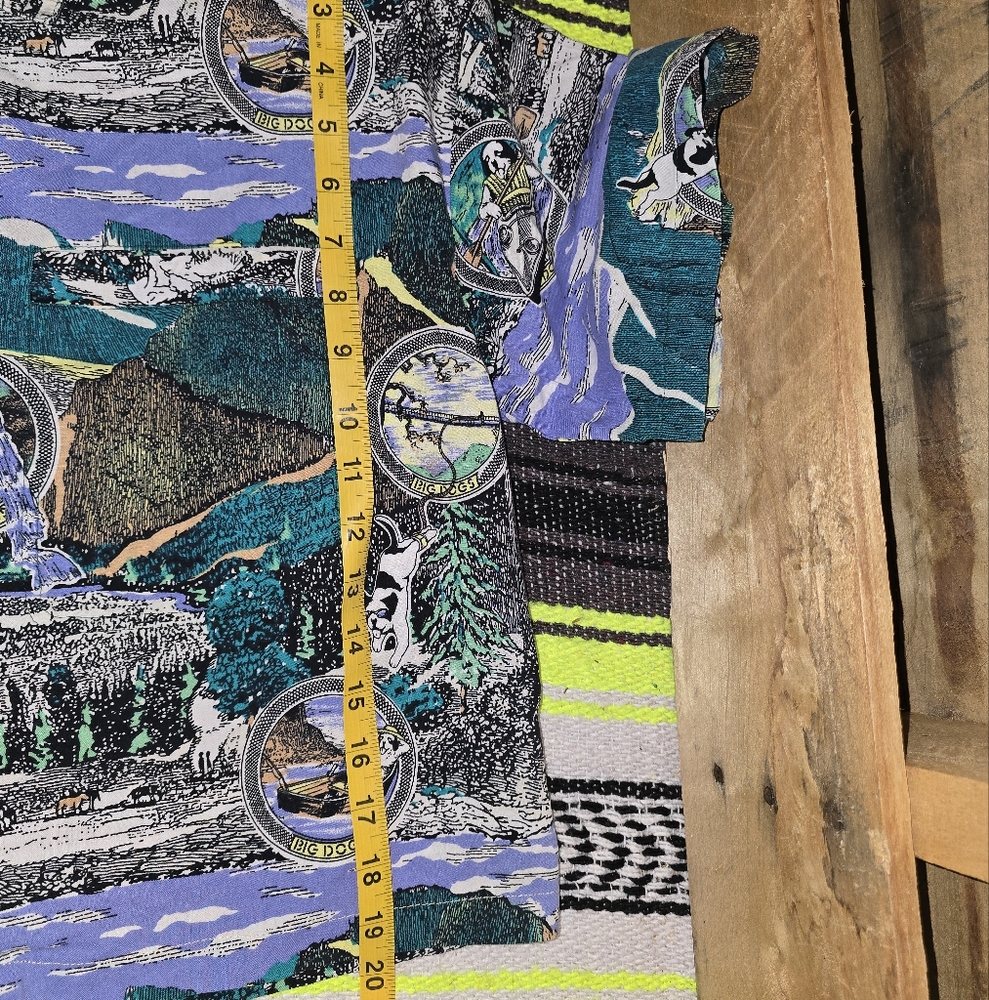 Big Dogs Blue and Green Graphic Button Down Shirt Size:M/L - Picture 5 of 7